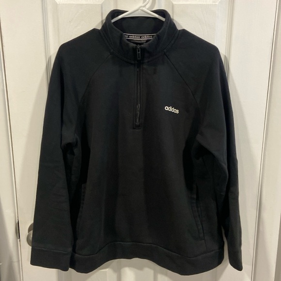 adidas Tops - Adidas Black Half Zip Mock Neck Sweatshirt Size XL